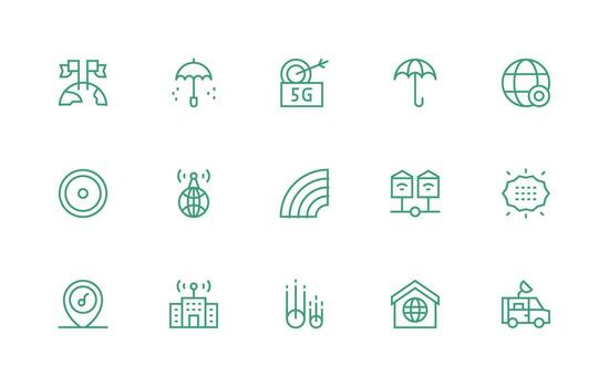 15 Regular Line Designs for Coverage Icons vector
