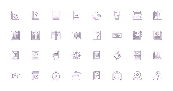 Guide Design Icons featuring 32 in Thin Line Style vector