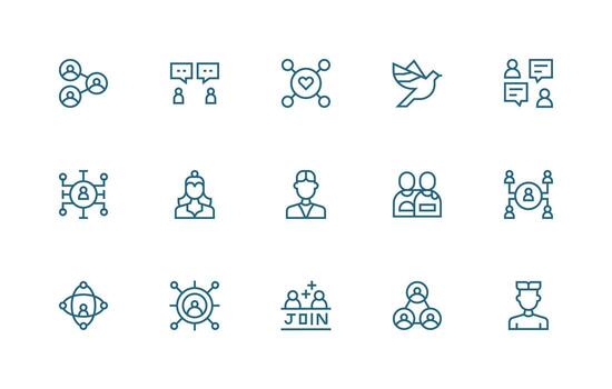 Regular Line Style Social Network Icons with 15 Vectors
