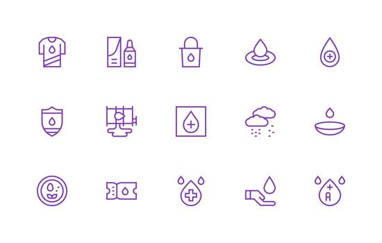 soltar conjunto con 15 regular línea íconos vector