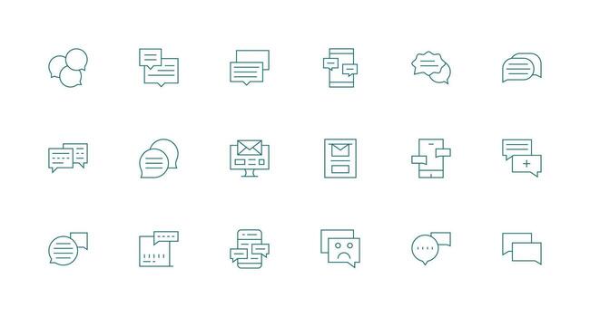 Reply Set with 18 Minimal Line Icons vector