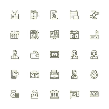 cuenta icono conjunto con 25 medio carrera contorno gráficos vector