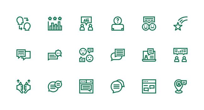 18 Icons for User Feedback in Strong Stroke Line Format vector