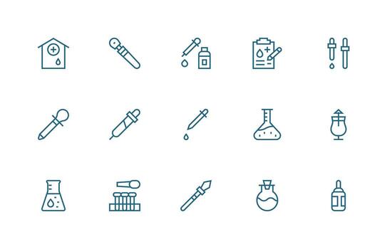 15 Icons for Sample in Regular Line Format vector