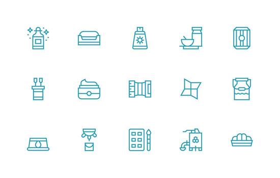 regular línea estilo envase íconos con 15 vectores