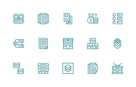 apilar visual paquete conteniendo 15 regular línea íconos vector