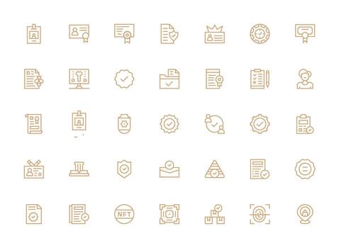 35 Icons for Verification in Regular Clean Line Format vector