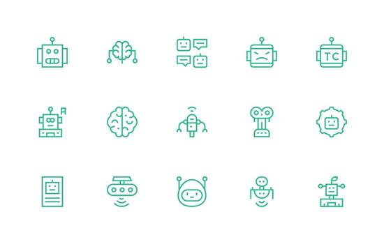 ai conjunto con 15 regular línea íconos vector