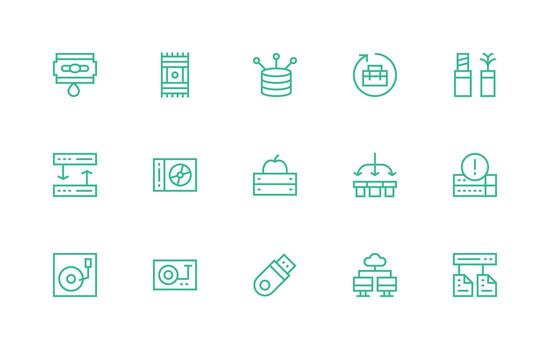 Backup Visual Pack containing 15 Regular Line Icons vector