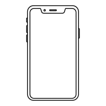 Black outline icon of a smartphone with notch and buttons vector
