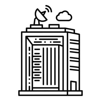 alto rascacielos con satélite plato y nube edificio arquitectura vector