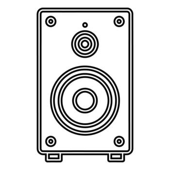 Black outline of a rectangular speaker with multiple drivers audio sound vector