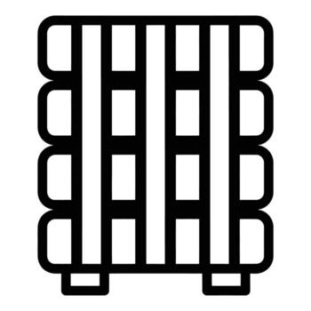 Black geometric pattern with rounded corners and vertical lines abstract vector