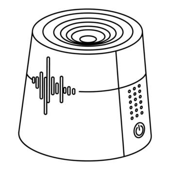 Smart speaker with sound waves and power button vector