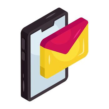 A unique isometric design icon of mobile mail vector