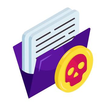 Editable isometric design icon of folder hacking vector