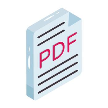 Pdf file icon in isometric design vector