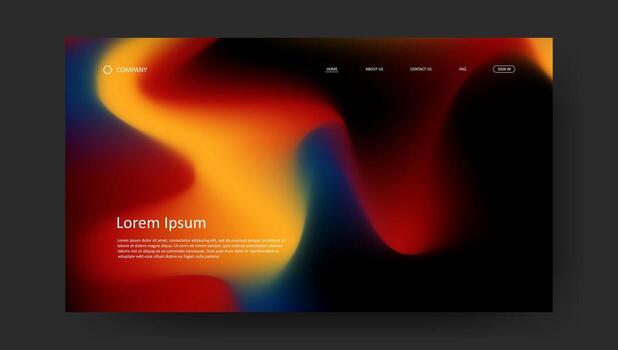 landing page dark background with colorful fluid gradient design vector
