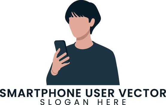 Stylish Person Using Smartphone Graphic Design app user hand flat icon vector