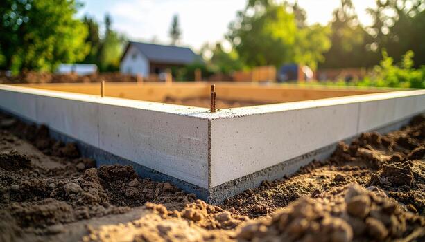 A concrete block is being built in the ground photo
