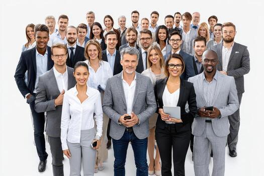 Group of professionals posing together in a modern office environment during daytime photo
