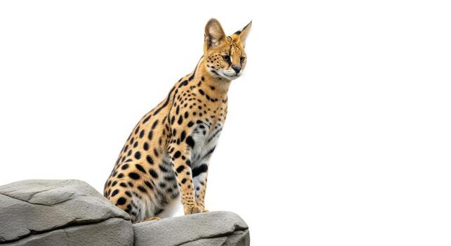 A vibrant chameleon perched on a delicate branch, isolated on white background photo