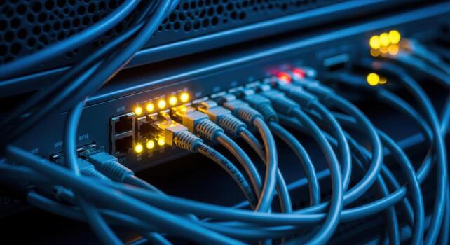 network cables connected to a server photo