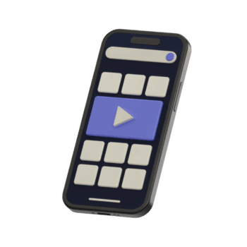 isometrisk smartphone med spela knapp på skärm isolerat på transparent bakgrund, perfekt för app befordran och digital innehåll presentation png