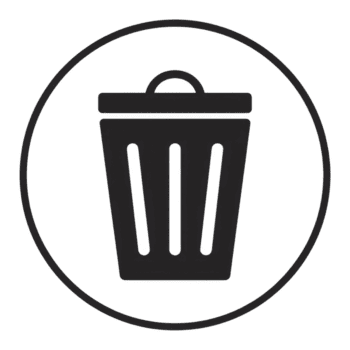 en svart skräp kan ikon i en cirkel isolerat på transparent bakgrund, perfekt för webb design och användare gränssnitt element png