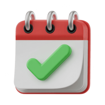 3d calendario con cheque marca aislado en transparente antecedentes representando programado eventos o terminado Tareas png