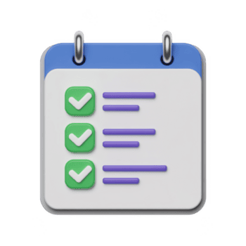 calendario con dai un'occhiata votazione e Linee isolato su trasparente sfondo, che rappresentano completato compiti, appuntamenti, e orari nel un' 3d stile png