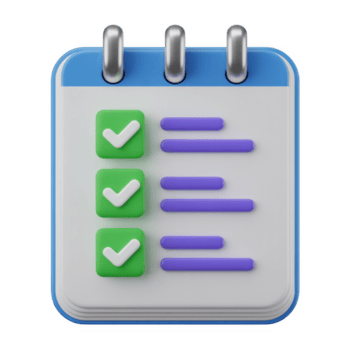 3d interpretazione di un' calendario con dai un'occhiata segni, isolato su trasparente sfondo, che rappresentano compito completamento e programma gestione png