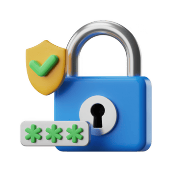 3d renderen van een blauw hangslot met een schild en wachtwoord geïsoleerd Aan transparant achtergrond, vertegenwoordigen veiligheid en gegevens bescherming png