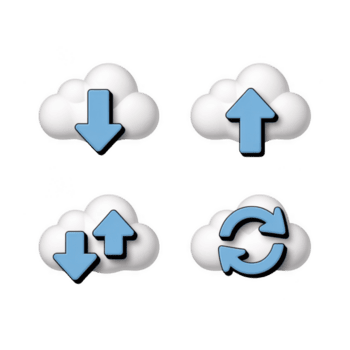 nube icone isolato su trasparente sfondo, illustrare caricamento, Scarica, sincronizzazione, e dati trasferimento, vitale per moderno Tech png