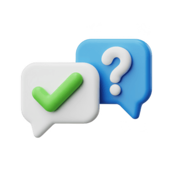 3d rendre de discours bulles avec une question marque et une vérifier marque isolé sur transparent arrière-plan, représentant la communication et retour d'information png