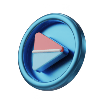 3d giocare pulsante simbolo isolato su trasparente sfondo per media e multimedia applicazione interfaccia design png