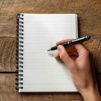 Closeup of blank notepad and pen 2 photo