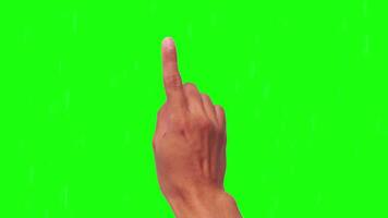 isolerat pekande index finger upp på grön skärm flera olika ramar för krom nyckel stock video