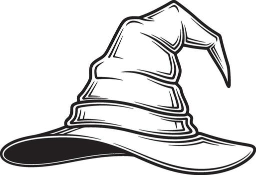 Classic witch hat design with textured sketchy lines for magical themed projects vector