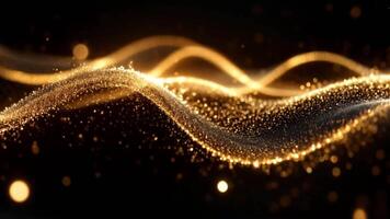 dinâmico dourado partícula onda movimento fundo ciclo abstrato luz animação video