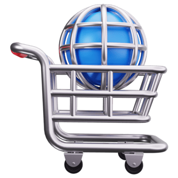 3d ícone global compras carrinho png