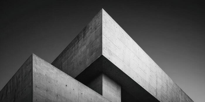 mínimo brutalista arquitectura vitrinas geométrico formas y textura en un rígido composición foto