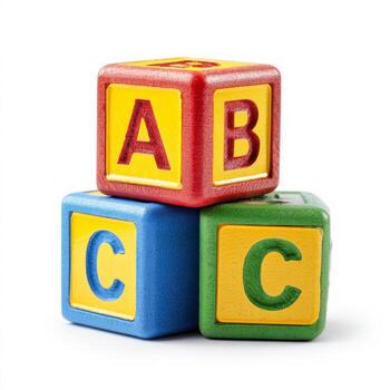 Colorful alphabet blocks arranged in a stack showcasing letters A, B, and C for learning fun photo