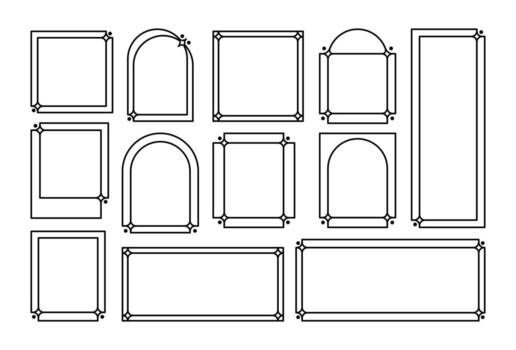 Decorative Geometric Frame and Border Collection. Retro Y2K Outline Set Collection. vector
