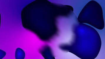 abstrato animação do Sombrio orgânico blob formas comovente passado uma fosco vidro painel com uma vibrante roxa e azul gradiente fundo video