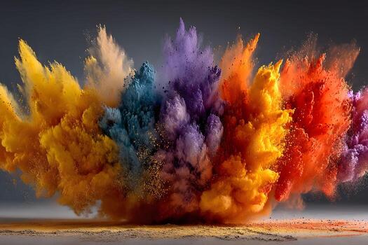 Explosive Burst of Colorful Powder Clouds in Dynamic Motion for Vibrant Design Projects photo