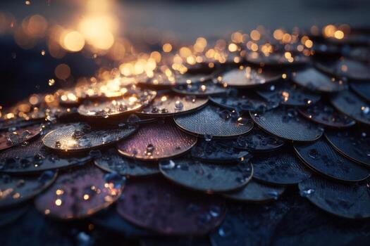 A close up of coins on a dark surface photo