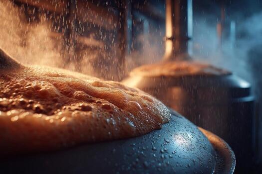 A close up of a beer brewing process photo