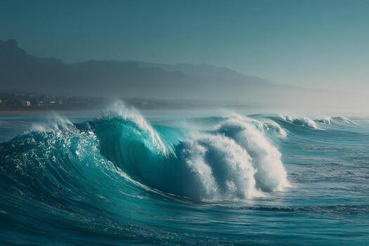 A large wave breaking on the ocean photo