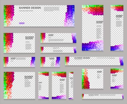 colección de negocio web pancartas vistoso modelo diseño con imagen y texto espacio vector
